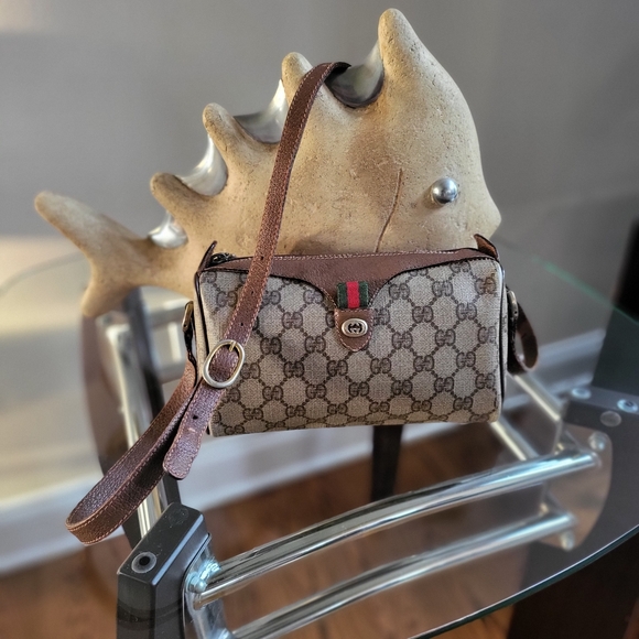 GUCCI GG Canvas Web Sherry Line Shoulder Bag - Picture 1 of 11